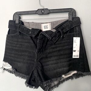 NWT BDG Cut Off  Jean Shorts Black Button Fly Foldover Waist 27
